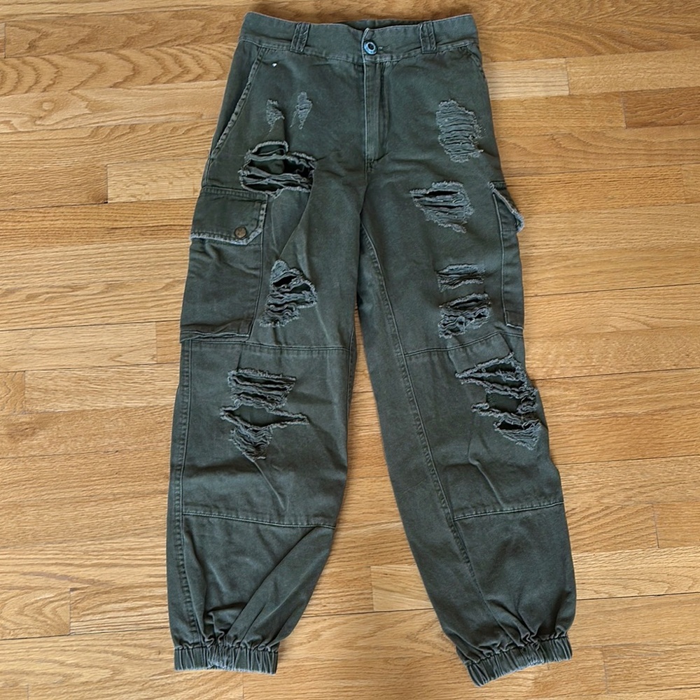 LF Carmar Olive Distressed Cargo Pants